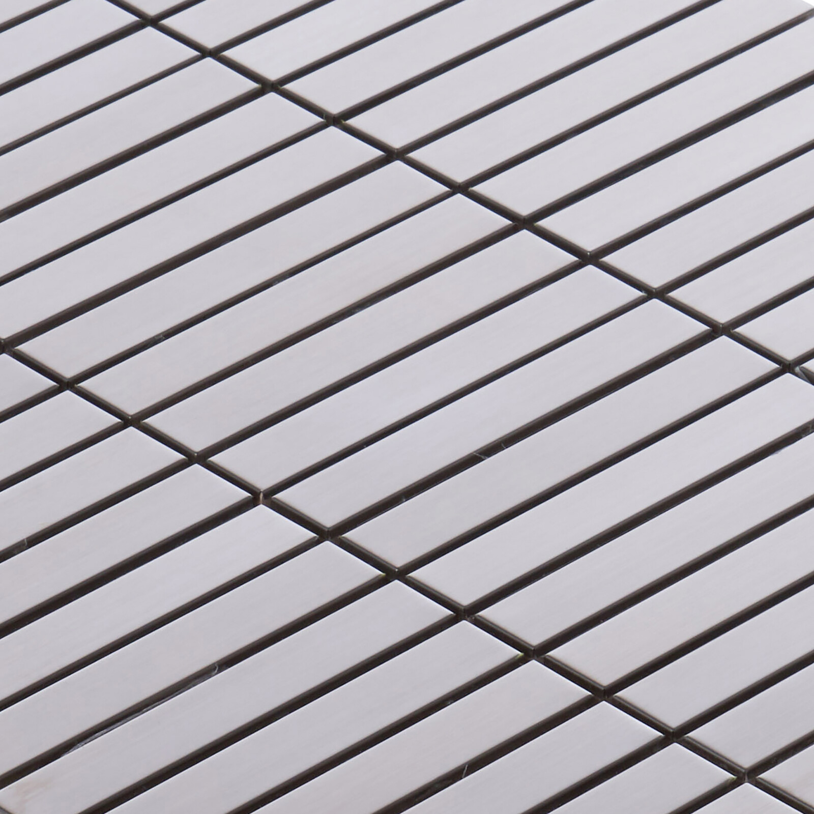 Brushed Nickle Stainless Steel Metallic Metal Stacked Mosaic Tile Backsplash gallery