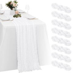 8 PCS White Cheesecloth Table Runner Gauze 10FT 20×120 Inch Rustic Wedding