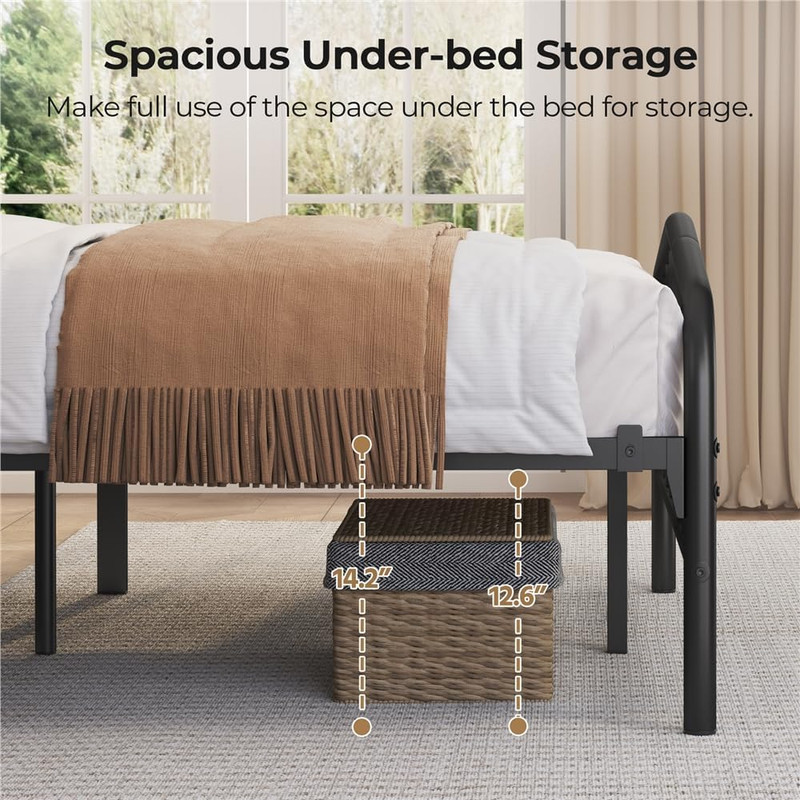 Yaheetech Full Platform Bed Frame, Victorian Crown Headboard, 800Lb Capacity, 12 gallery