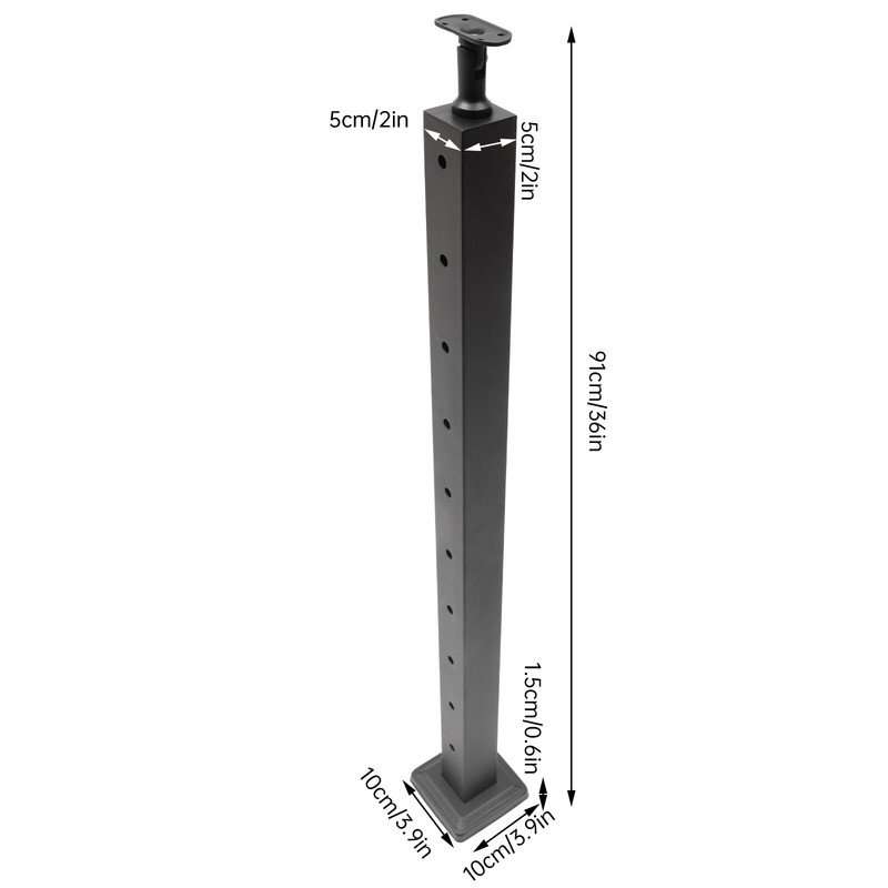 Railing Post 36"x2"x2" Level Drilled Post Level Line Post/30° Drilled Post Black gallery