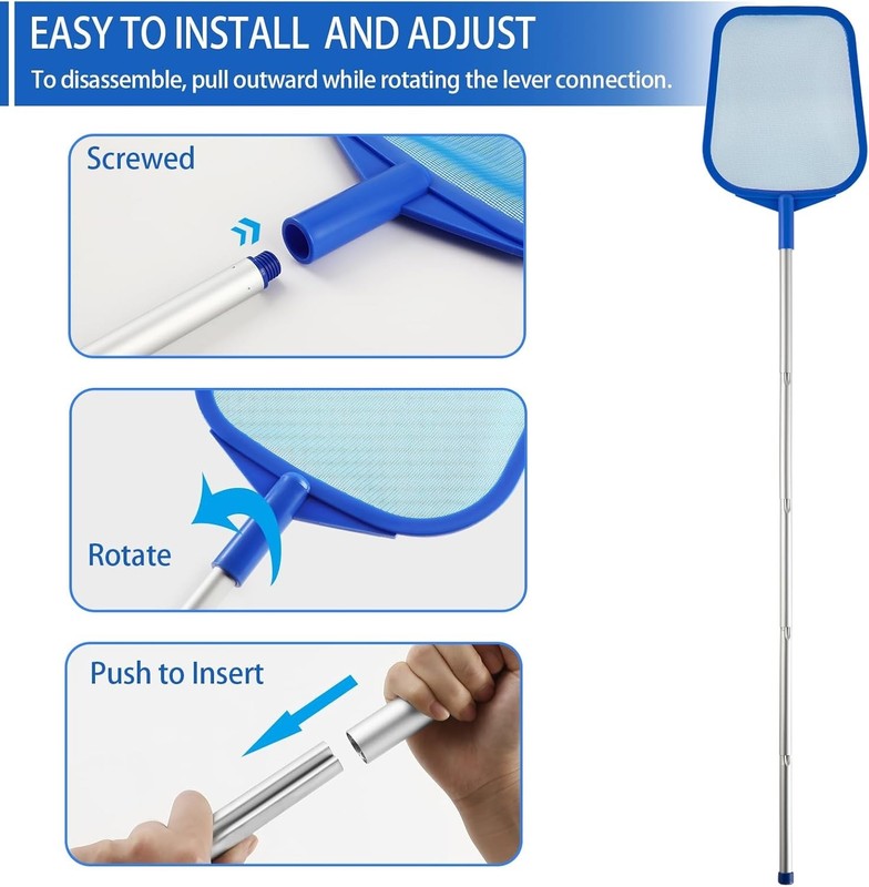 Pool Skimmer Net with Adjustable Aluminum Pole 23 to 60 Inches Ultra Fine Mesh gallery
