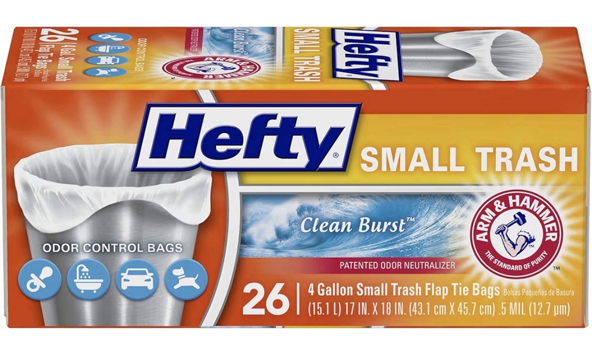 [FREE SHIP] Hefty Small Trash Bags 4 Gallon Flap Tie Clean Burst Scent 26 Count gallery