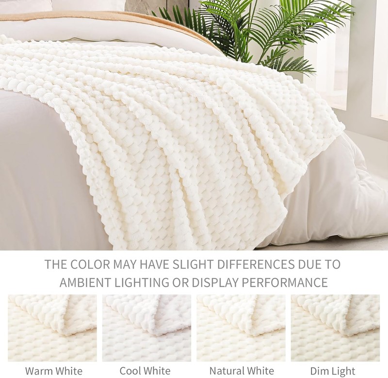 Fleece Throw Blanket for Couch, Extra Large Fuzzy Ivory Bed Blankets, Soft Cozy gallery