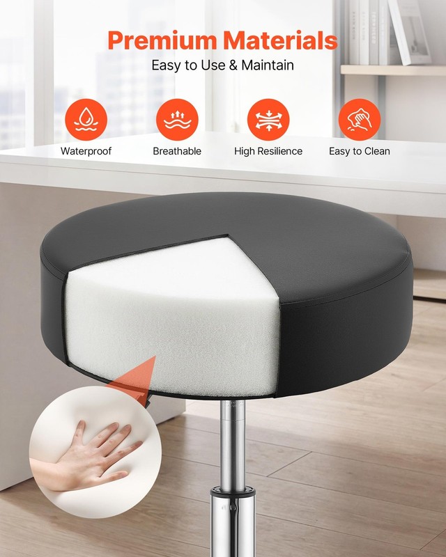 Rolling Stool with Wheels, 500 lbs Weight Capacity, Height Adjustable, Thick Cus gallery