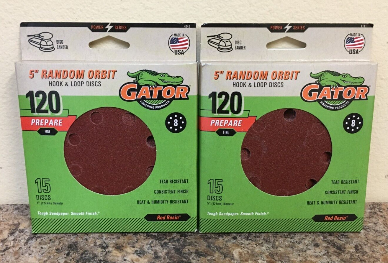 Gator 4141 5 in. Hook & Loop Sanding Discs 120 Grit Fine 2 Pks of 15 Pcs. gallery