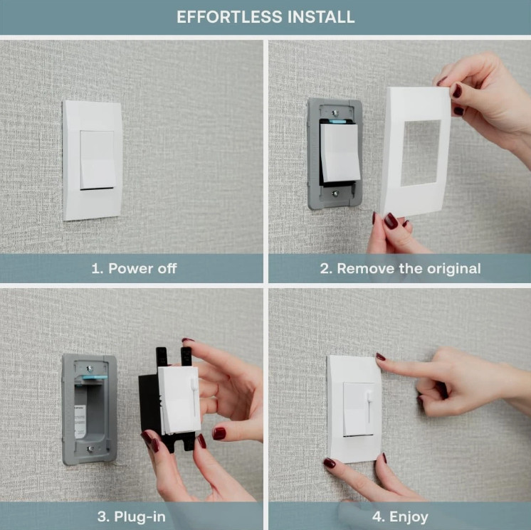 Deako Simple Dimmer Wall Switch Module Decorator/Rocker Single Gang White gallery