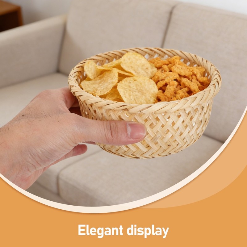 2 Pcs Small Storage Decorative Basket Bamboo Wicker Woven Vegetable gallery