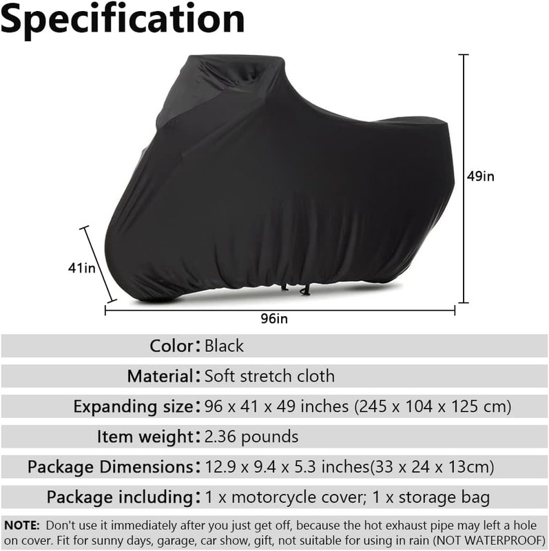 Indoor Motorcycle Cover Soft Stretch Dustproof Cover Compatible with All Motor, gallery