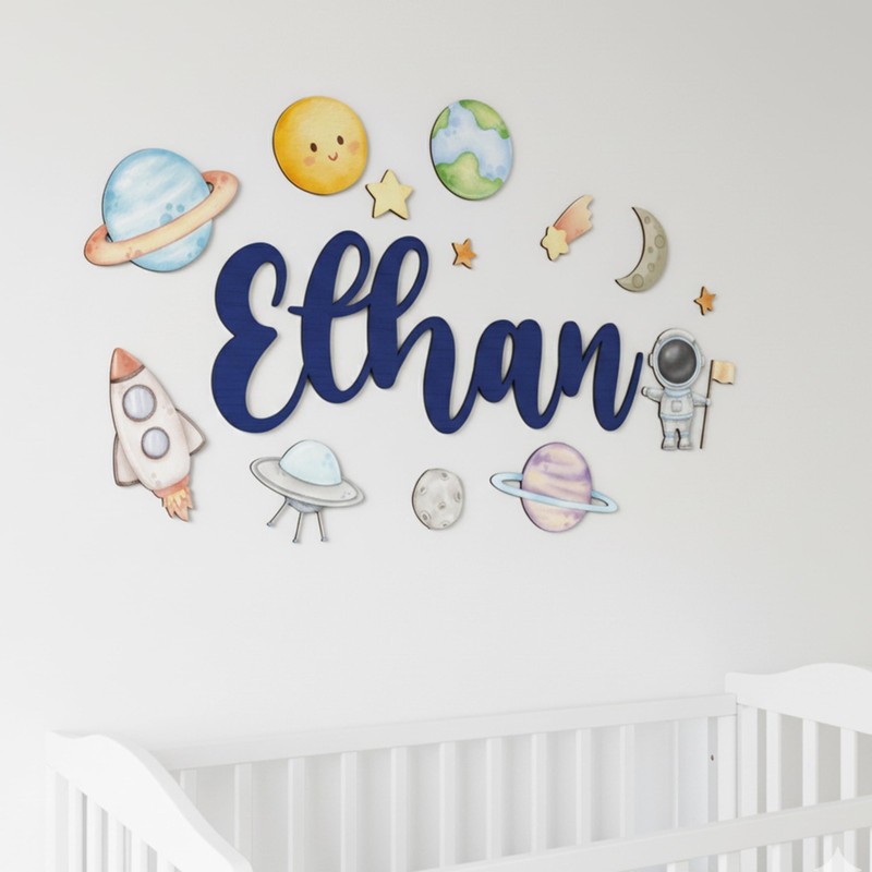 Custom Nursery Name Sign - Personalized 3D Wooden Wall Art for Kids Bedroom gallery