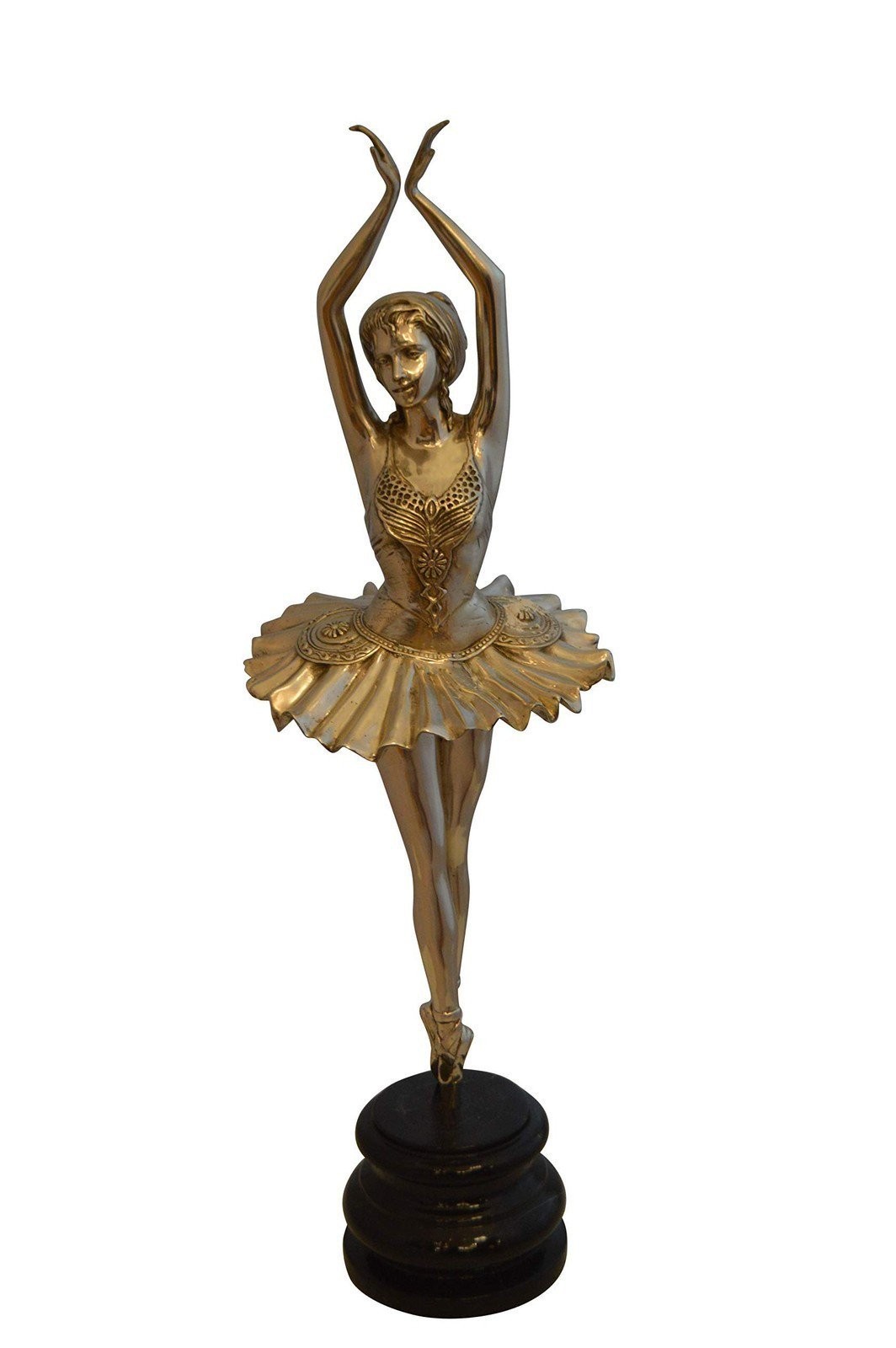 Ballerina Bronze Statue with Silver Finish - Size: 10" L x 10" W x 35" H. gallery