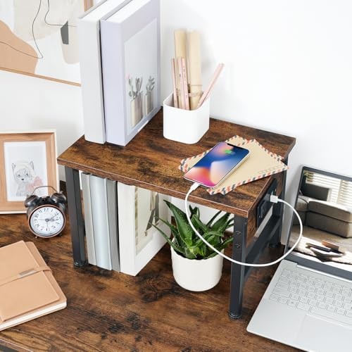 Printer Stand for Desk, Desktop Printer Stand with Rustic Brown + Black gallery