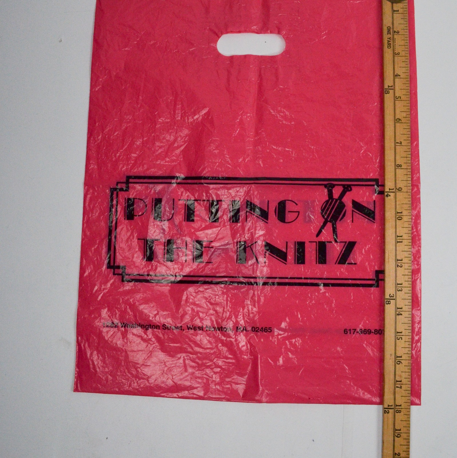 Putting on the Knitz Knitting Yarn Craft Store Pink Shopping Plastic Vintage Bag gallery