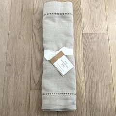 Pottery Barn Hemstitch Table Runner 16″ x 108″ Natural Tan Color Linen New