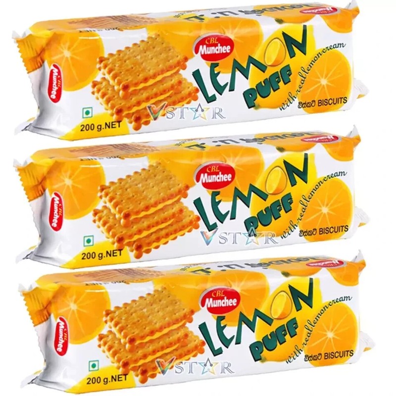 Munchee Lemon Puff Tea Biscuits 200g - Delicious Citrus Flavor Snack! gallery