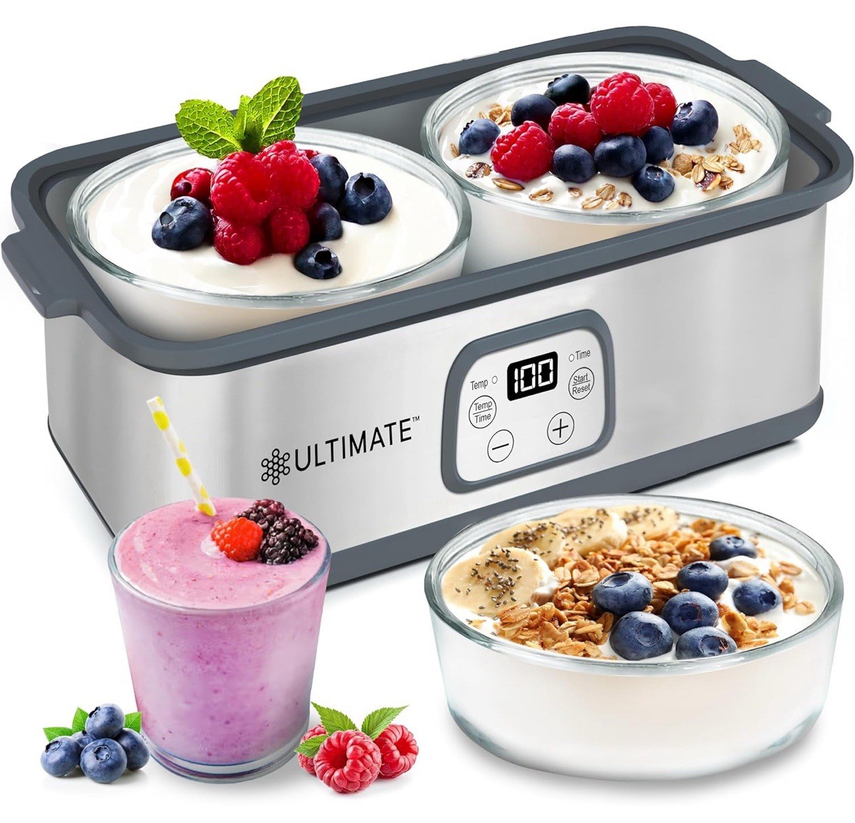 Ultimate Probiotic Yogurt Maker with Adjustable Temperature & Time (2 bowls) gallery