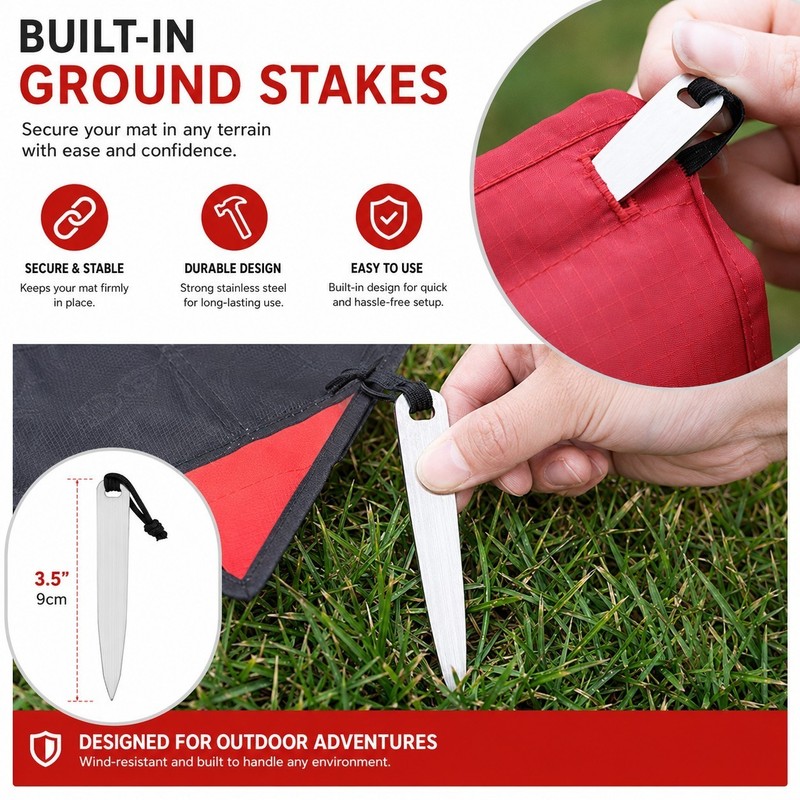 Packable Pocket Picnic Blanket / Camping Blanket / Park Blanket / Large Seat Pad gallery