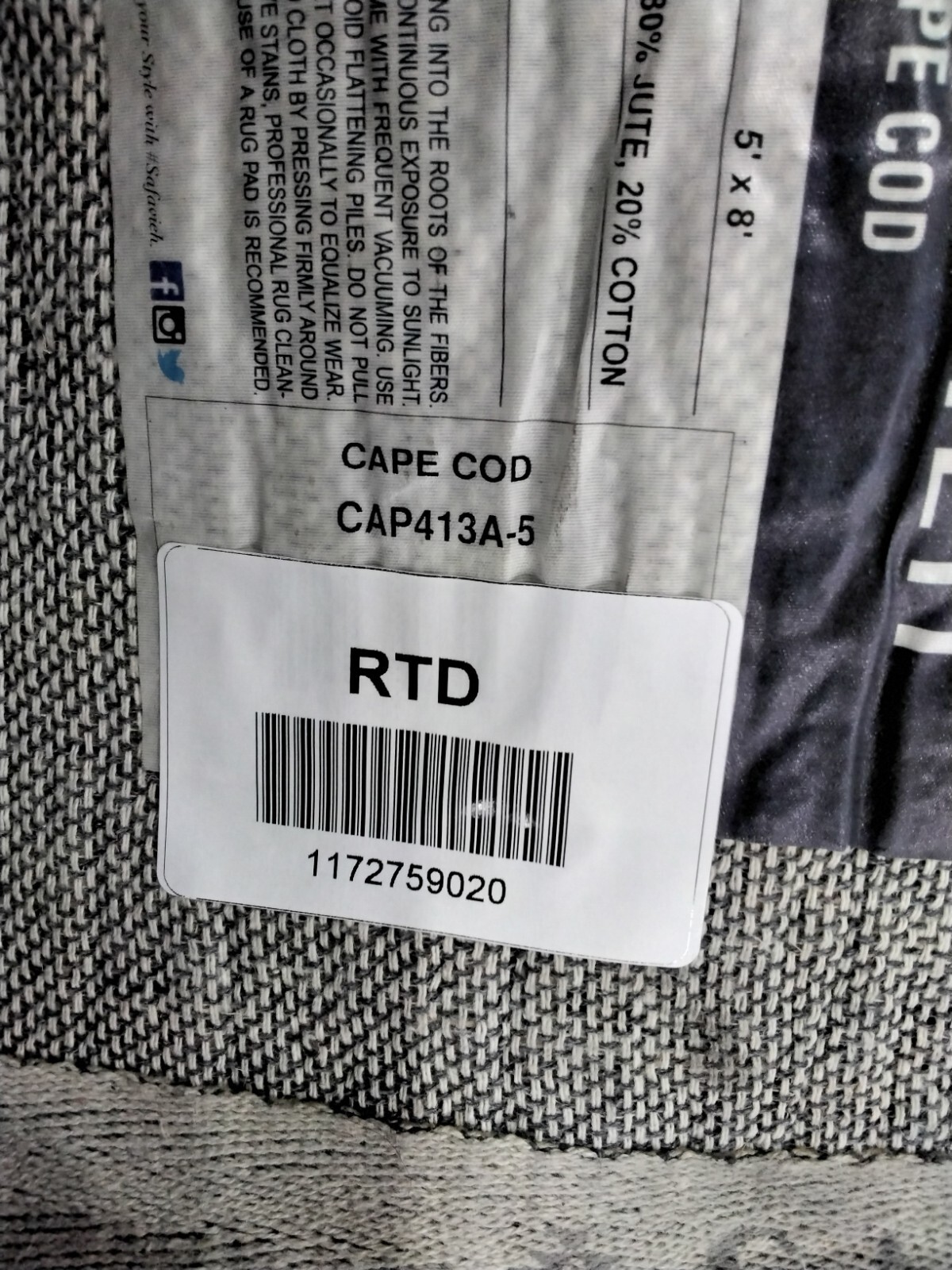 LIGHT BLUE / GOLD 5' X 8' Back Stain Rug, Reduced Price 1172759020 CAP413A-5 gallery