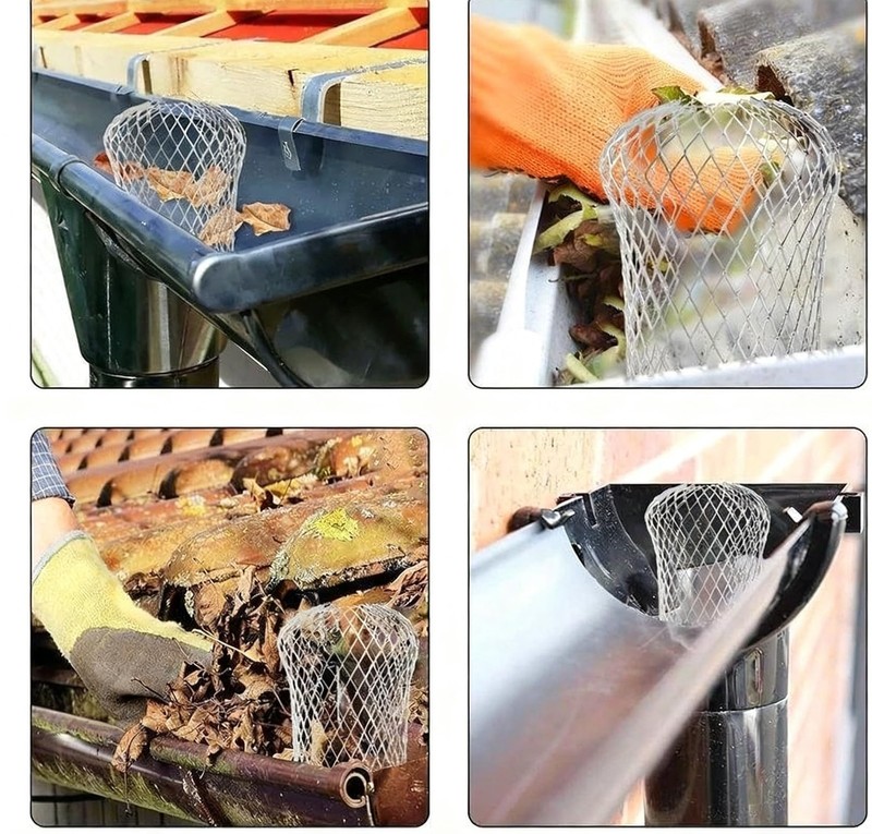 8 Pack Gutter Downspout Guard, 3.5 Inch Adjustable Aluminum Strainer Mesh, Ex... gallery