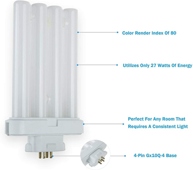 3 Pack 27W FML27 Fluorescent Replacement Bulbs 4-Pin 6500K Natural Daylight Lamp gallery