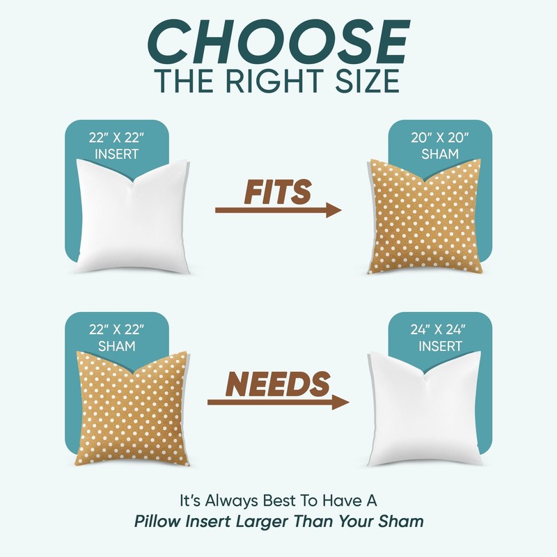 Synthetic Down Pillow Insert - 22x22 Down Alternative Ultra Soft Large Square T gallery