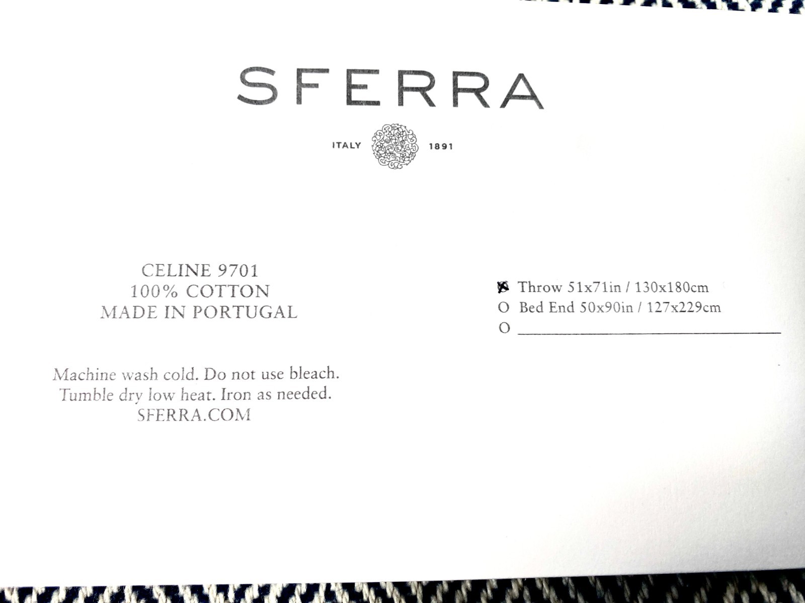 SFERRA Celine 9701 Herringbone Throw Blanket 51" x 71" ~ 100% Cotton ~ Portugal gallery