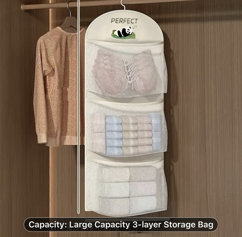 Single piece Triple-Layer Hanging Underwear , Socks , and Bra Mesh Storage Bag. gallery