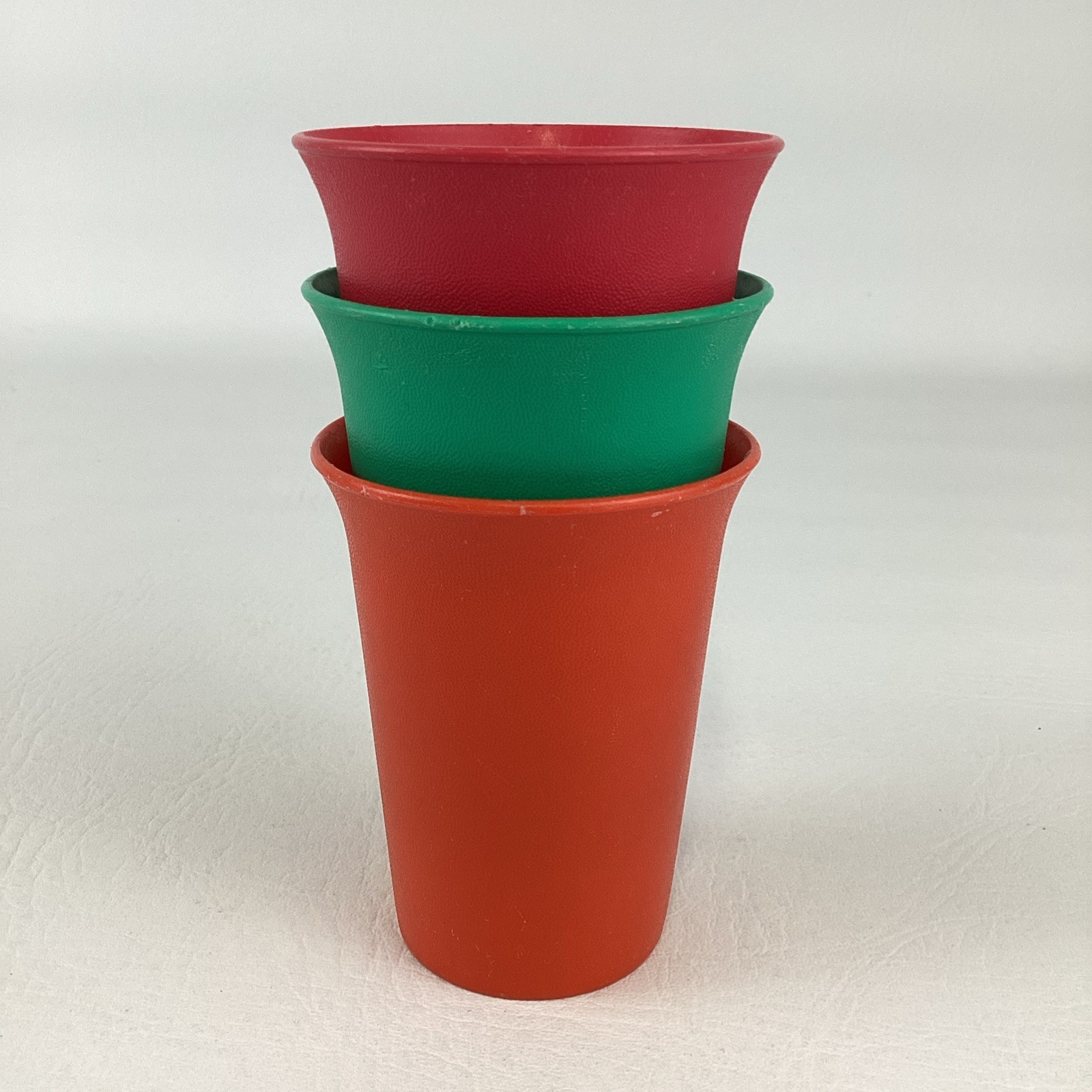 Tupperware Bell Tumblers Stacking Cups Primary Colors Red Orange Green Vintage gallery