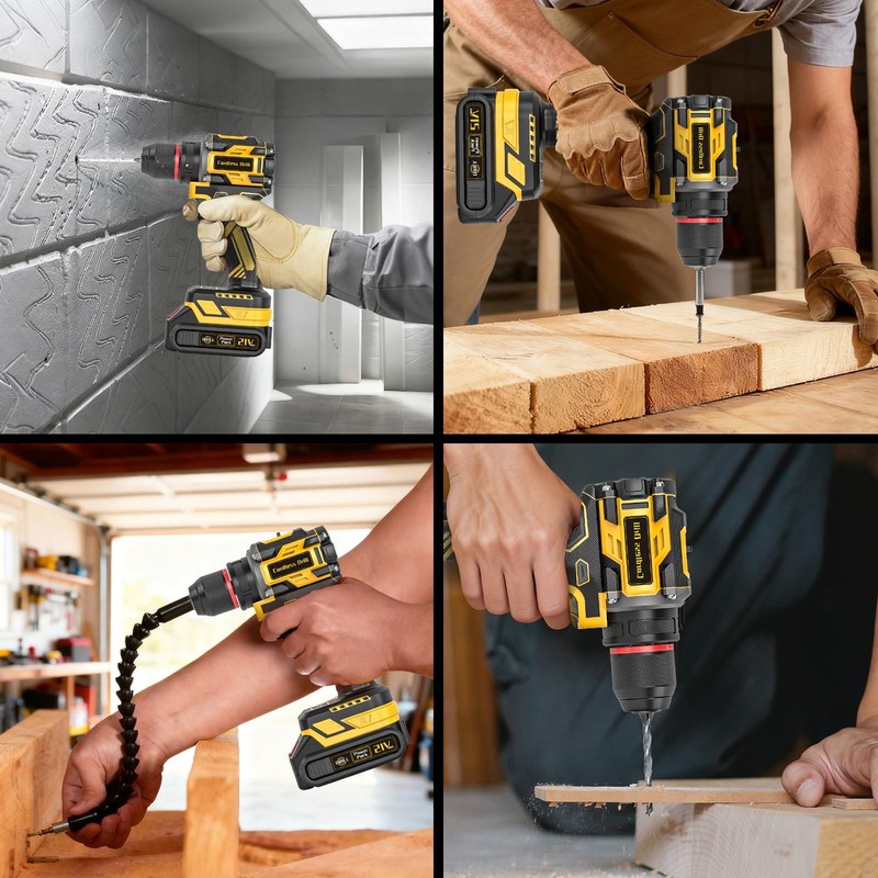 21V Brushless Cordless Drill Set, PowerDrill with 2.0Ah Battery and Charger, 575 gallery
