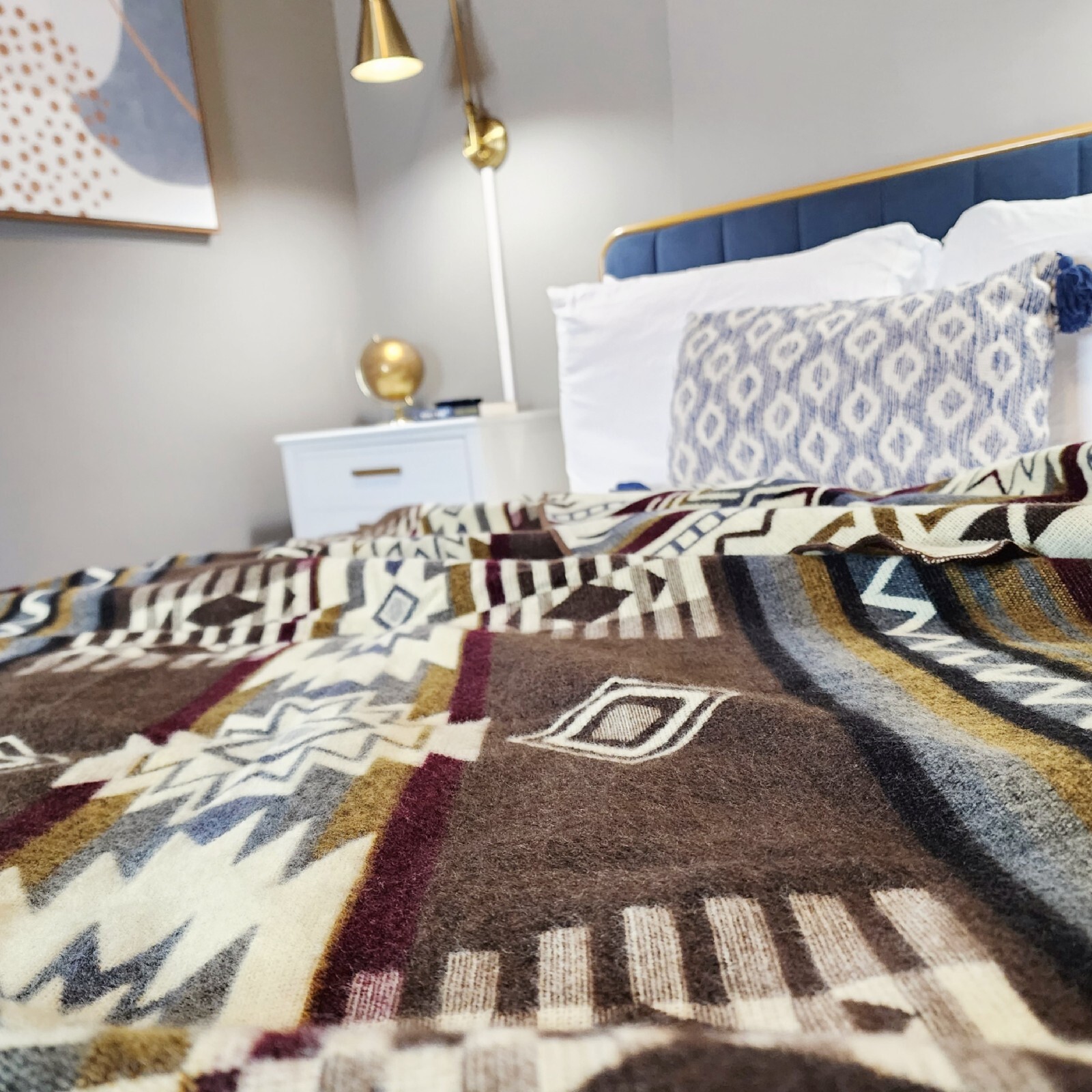 Reversible ALPACA Wool THROW BLANKET Andean & Southwestern Pattern 80" X 42" gallery