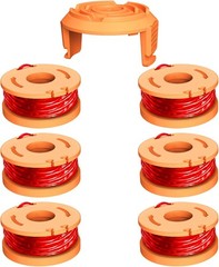 Replacement Trimmer Spools Compatible with Worx Weed Eater, 6 Spools+1 Cap