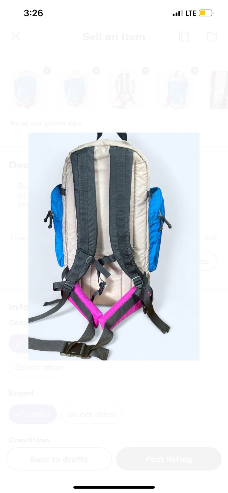 Vtg Kelty Redwing RG Internal Frame Soft Pack Backpack Red Blue 4