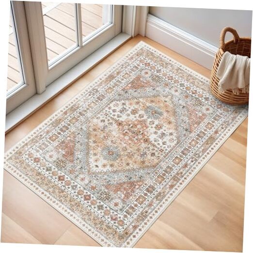 2x3 Entryway Rug, Soft Washable Rugs, Non Slip 2' x 3' (Rectangular) Orange gallery