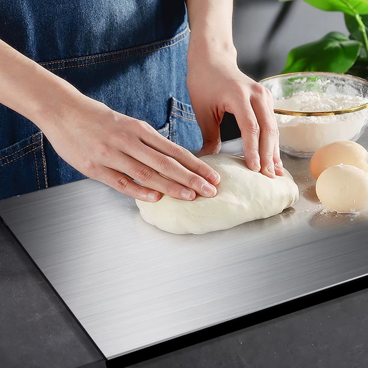 304 Stainless Steel Chopping Board Large with Lid Non Slip for Kitchen Counter. gallery