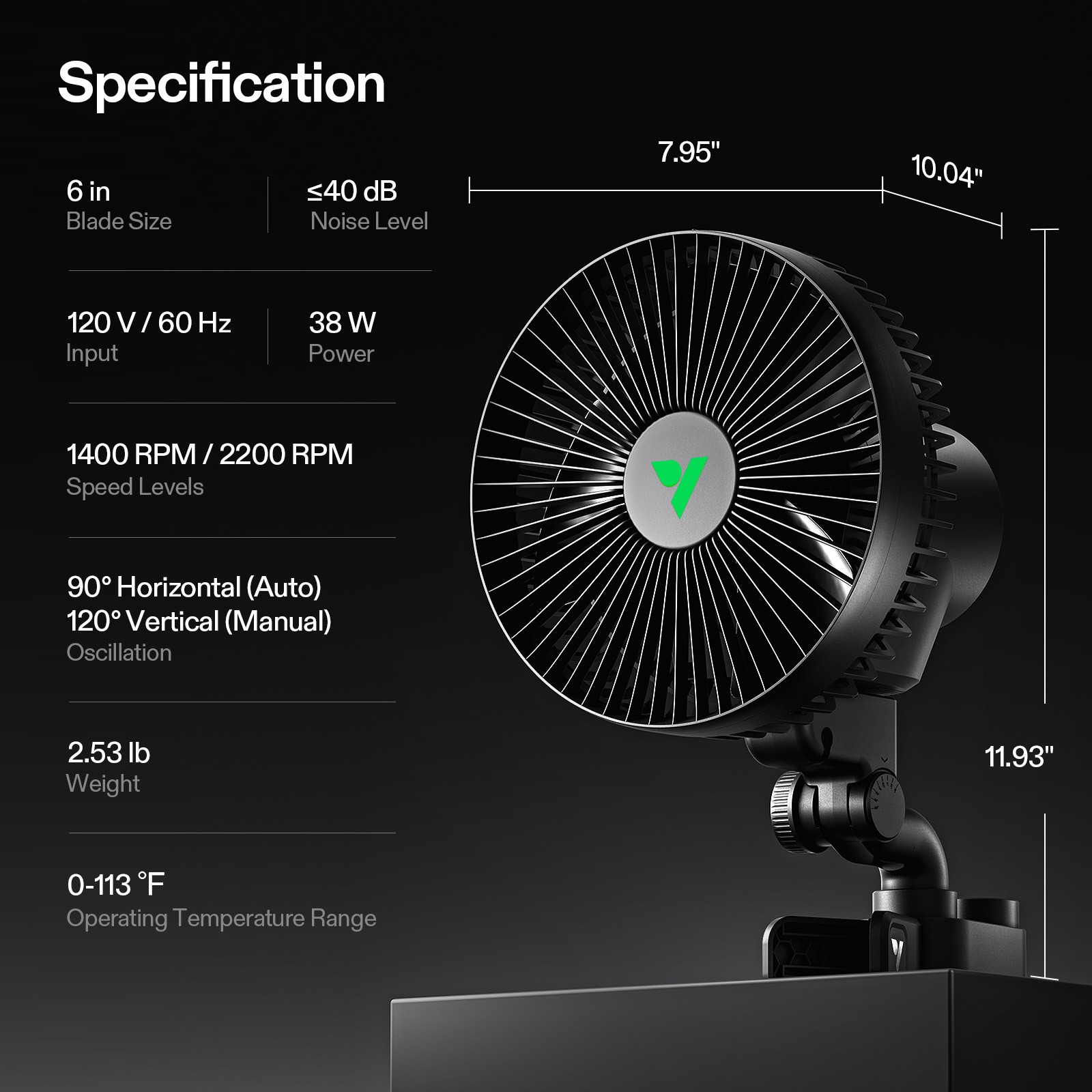 VIVOSUN Upgraded 6" Clip on Oscillating Fan 430CFM w/ Adjustable Tilt 2 Speed gallery