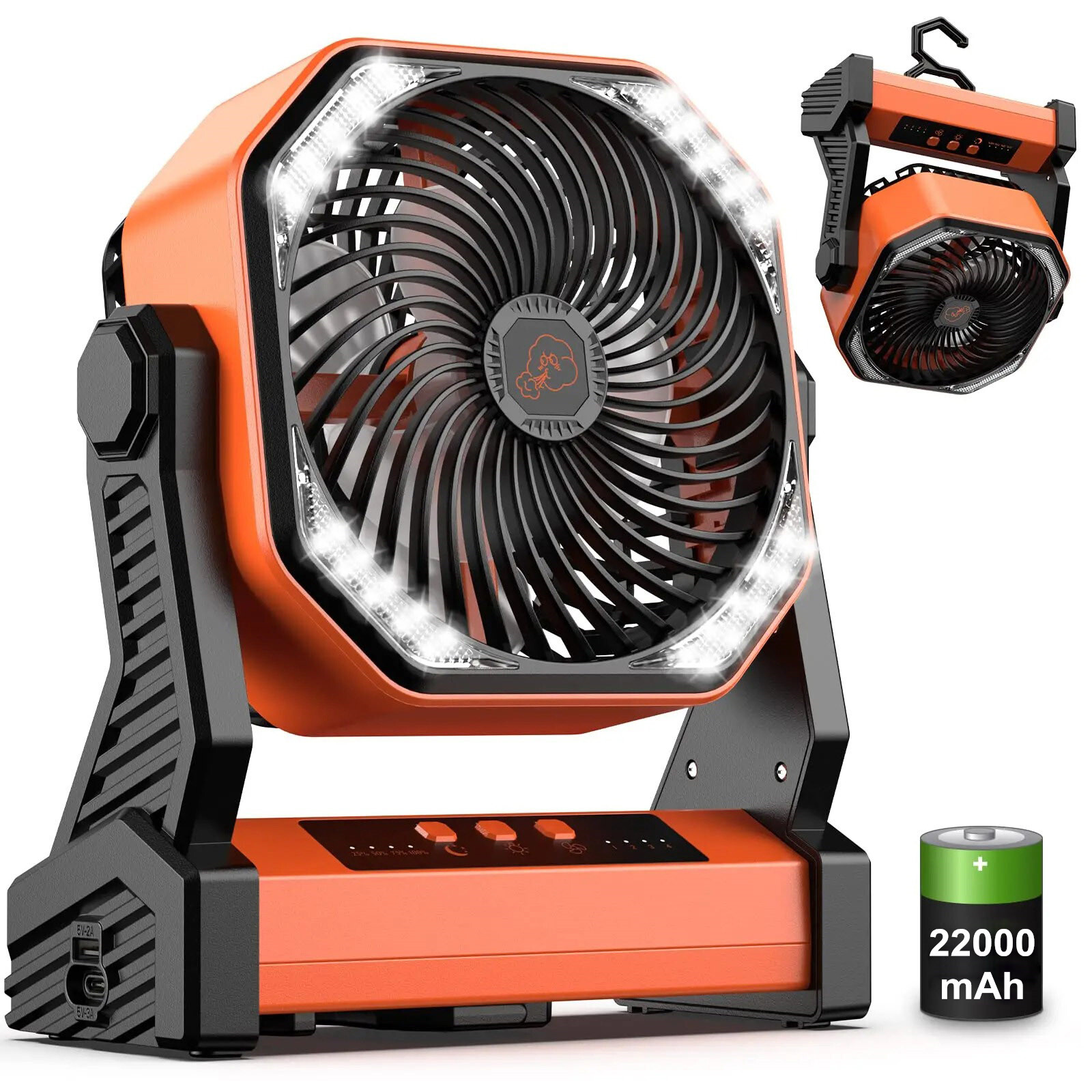 Up To 138 Hours Battery Powered Portable Outdoor Camping Fan w/ Remote Control gallery