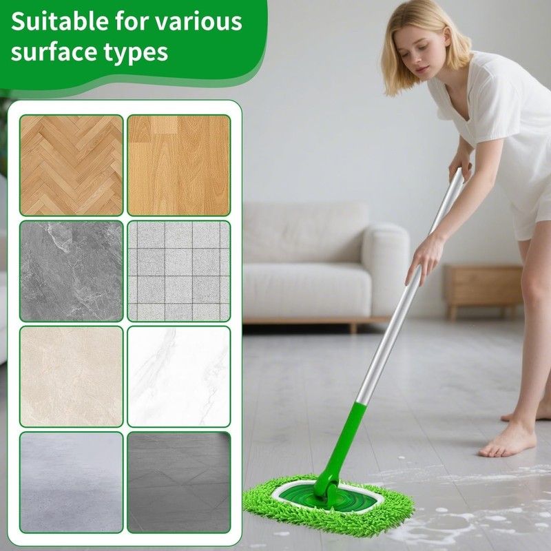 Super Absorbent Microfiber Mop Pads - Compatible with Swiffer, 4 Green Pads gallery