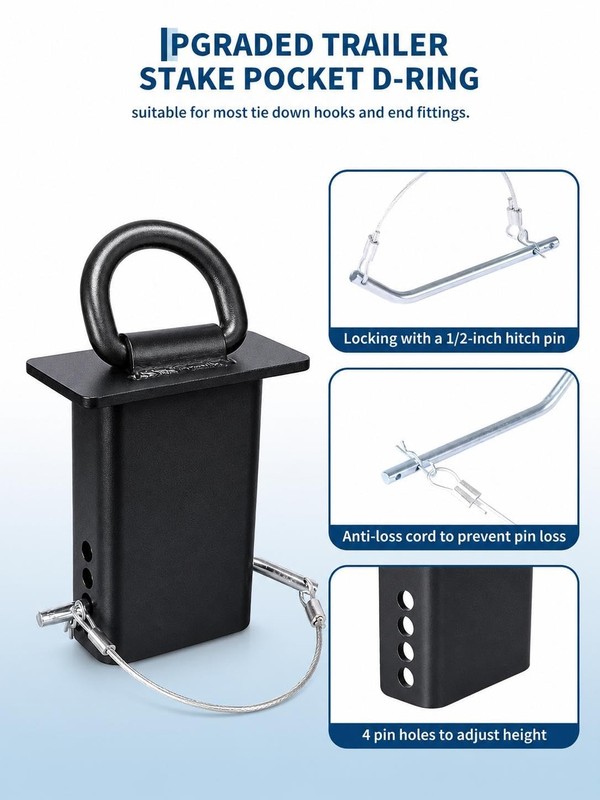 4/6/8 Pack 18000lbs Removable d-Ring Stake Pocket Tie Down for Utility Trailers gallery