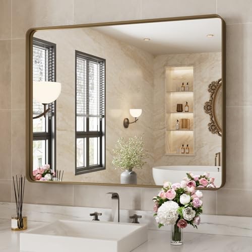 Bathroom Wall Mirror, 40x30 Inch Oil Rubbed Vanity Mirror, 40"L x 30"W Bronze gallery