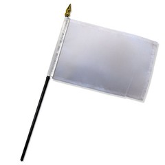 Solid White Plain Flag 4″x6″ Desk Table Stick (Sewn Edges)