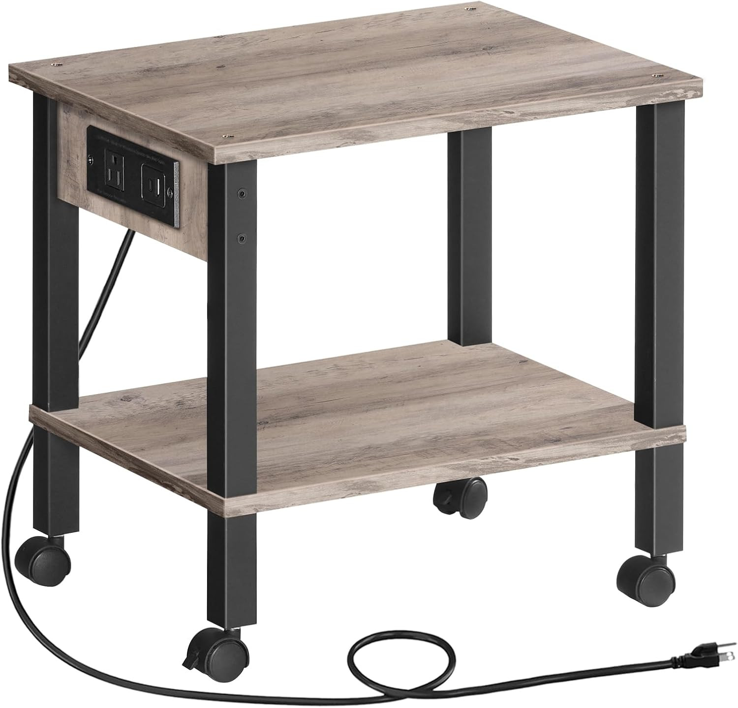 2-Tier Printer Stand with Charging Station, under Desk Printer Table, Printer Ca gallery