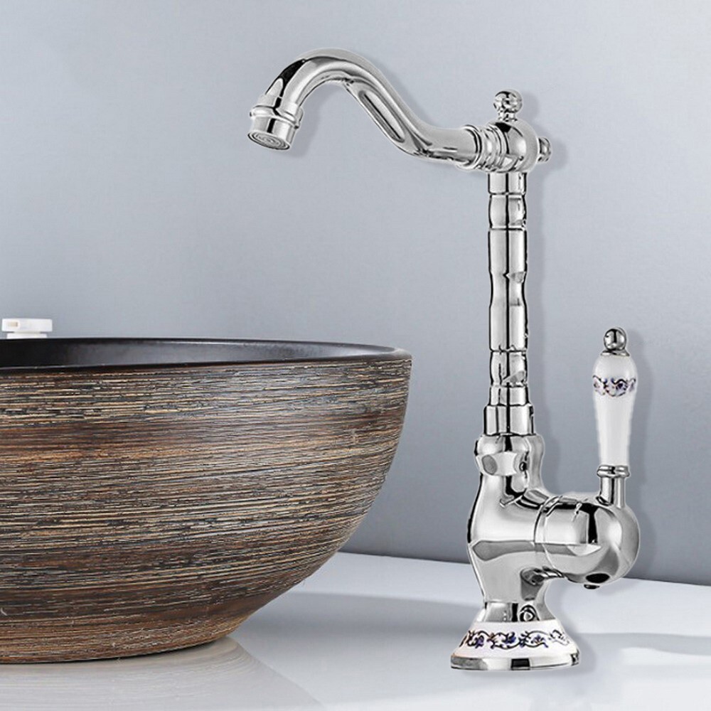 Brass Bathroom Kitchen Sink Faucet Single Handle Swivel Vanity Basin Mixer Tap gallery