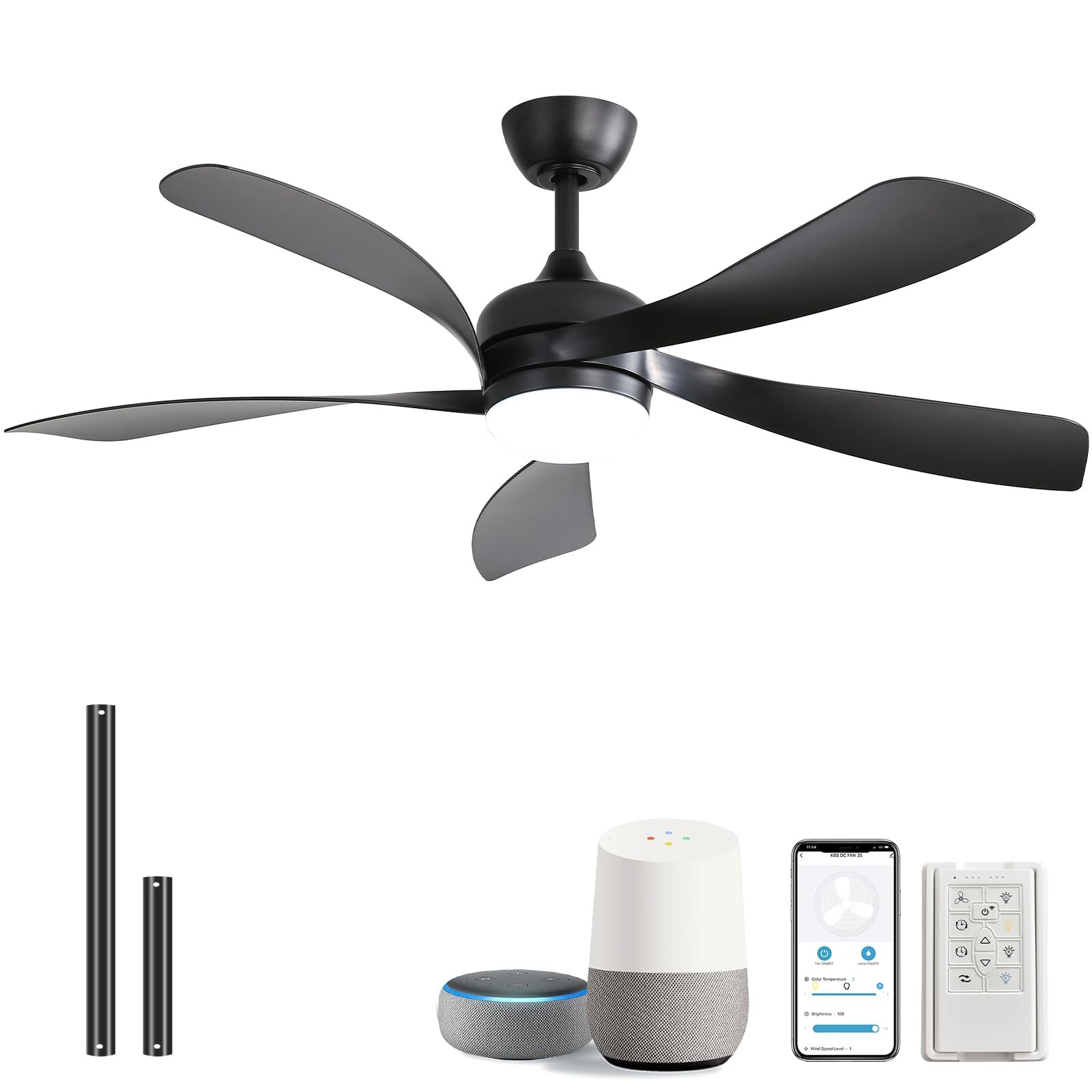 Sofucor 52 Inch Smart Ceiling Fan with Light, Modern Ceiling Fan with Dimmabl... gallery
