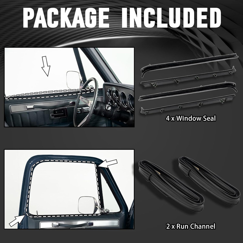 Front Door Window Run Channel Felt Trim Seal Weather Stripping Kit Fit for Chevy gallery