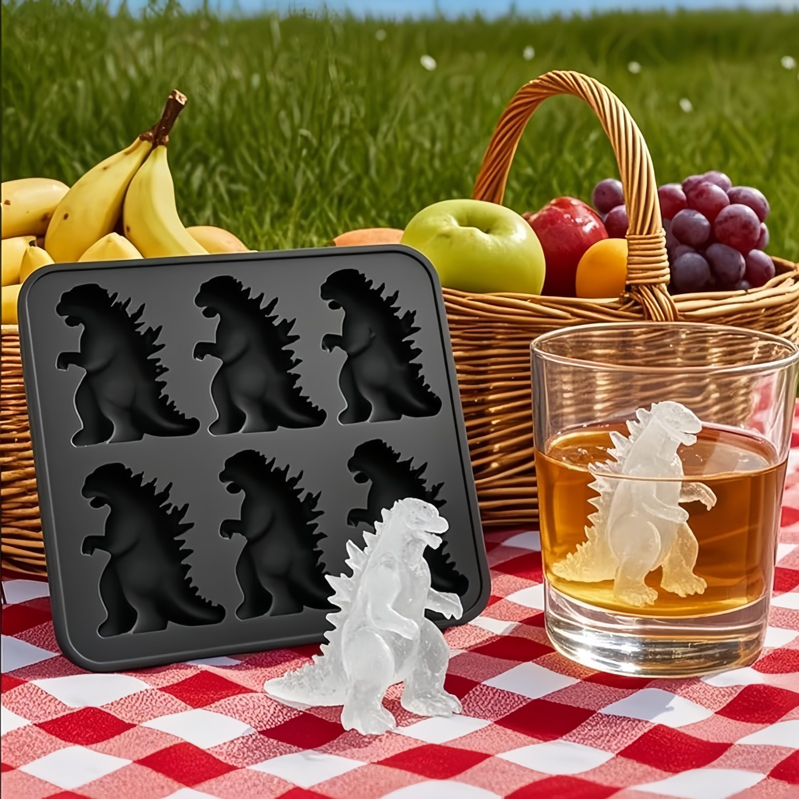 Godzilla Shaped Ice Cube Mold Ice Cube Tableware 6 Grid Silicone Kitchen Bar gallery