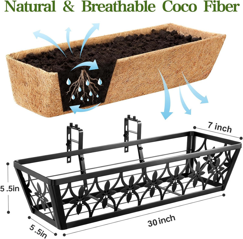 30 Inch Window Boxes Planters Railing Planter Box - 2 Pack Deck Railing Planter gallery