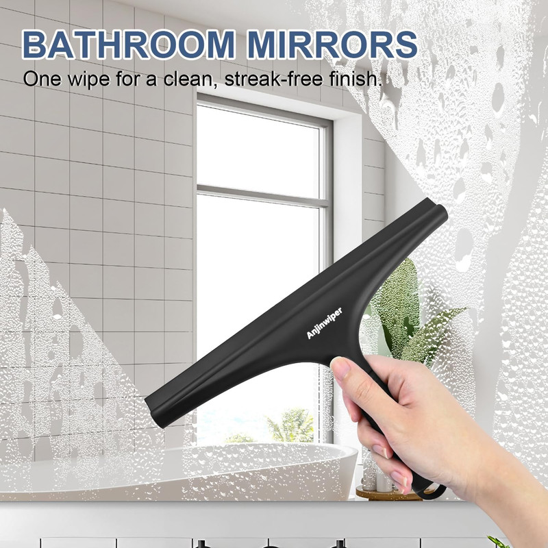 All-Purpose Shower Squeegee for Glass Doors with Hook, Silicone Squeegee for Sho gallery