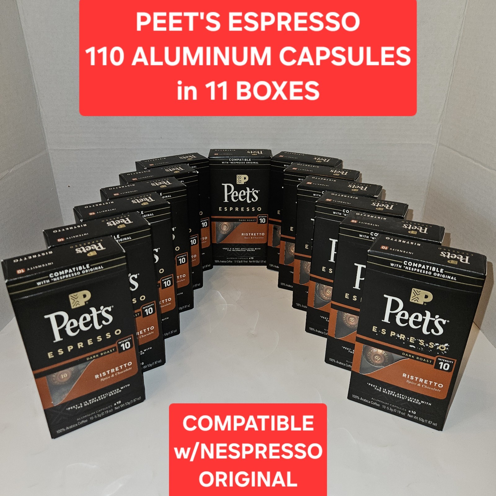 11x Peet's Espresso RISTRETTO Nespresso Original Aluminum Capsules *SEE DETAILS* gallery