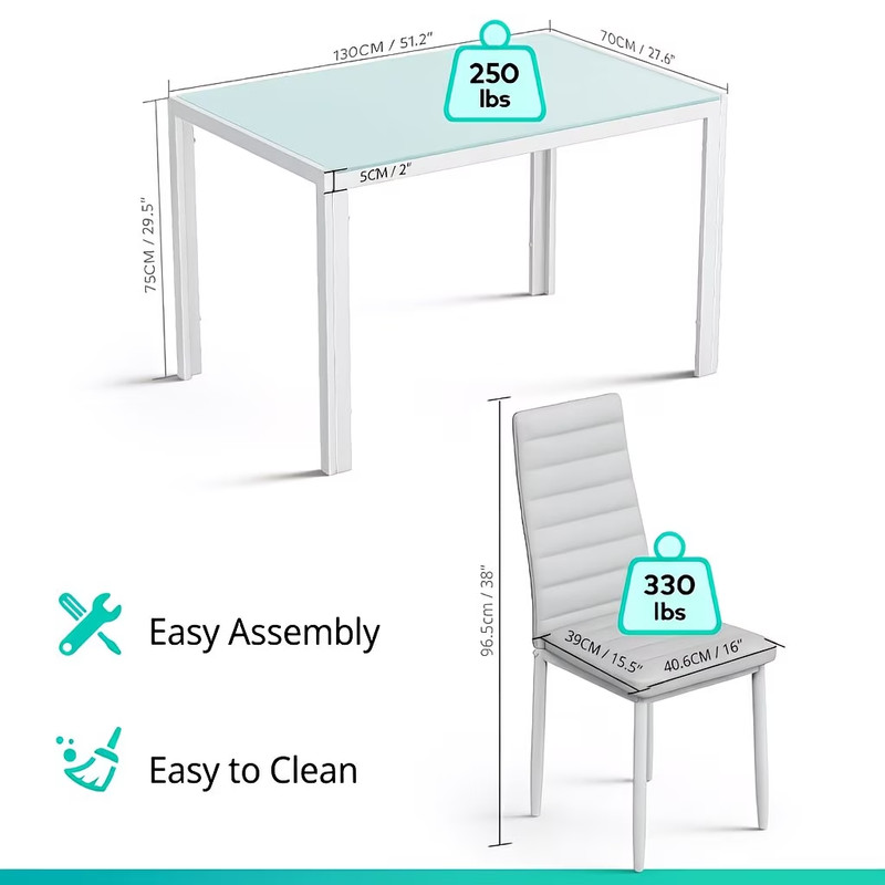 Modern 7pcs Glass Dining Table Set gallery