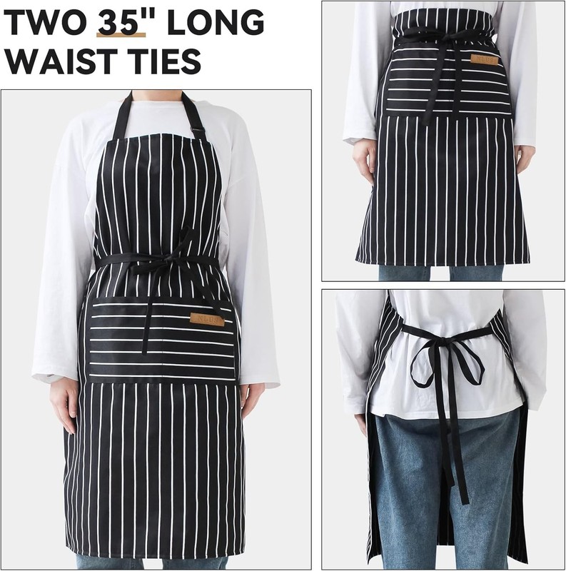 2 Pack Kitchen Cooking Aprons, Adjustable Bib Soft Chef Apron with 2 Pockets gallery