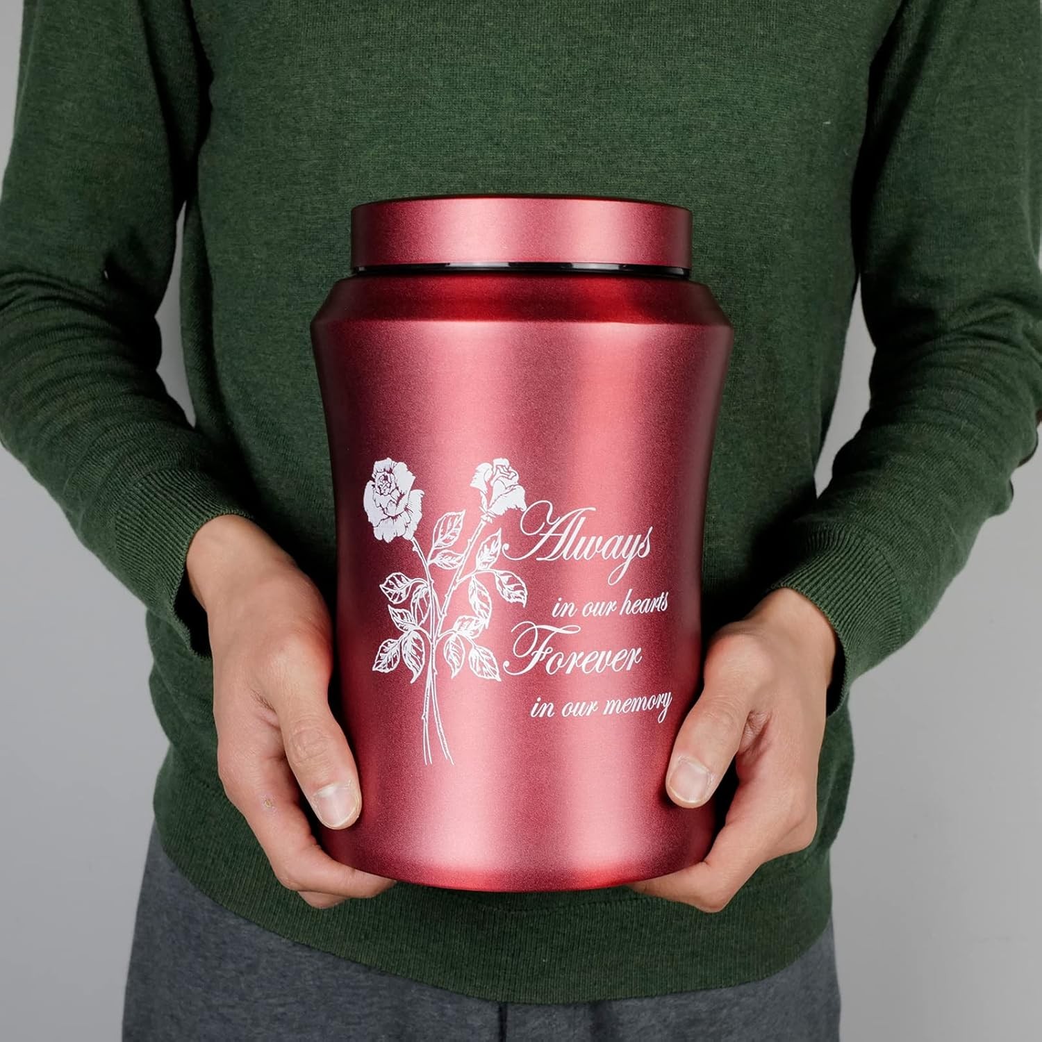 Large Cremation Urns for Adult Human Ashes, 220 lbs, Rose of Love-red gallery